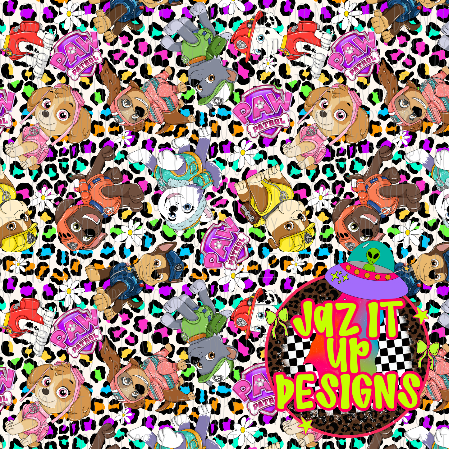 *Digital File* Neon Pups 300DPI Seamless File