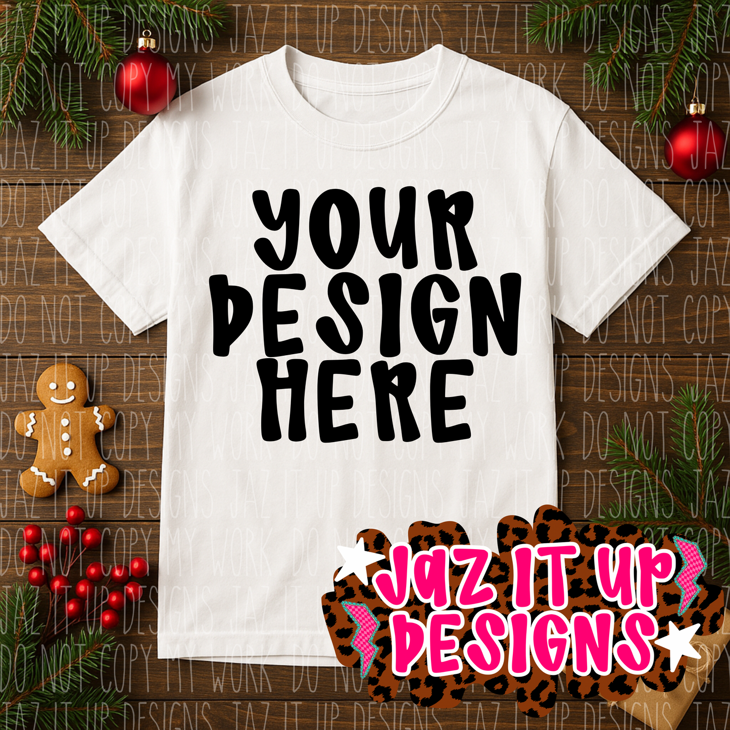WHITE SHORT SLEEVE T-SHIRT CHRISTMAS MOCKUP