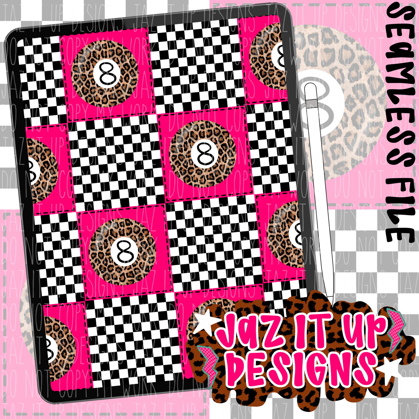 PINK CHECK LEOP 8 BALL