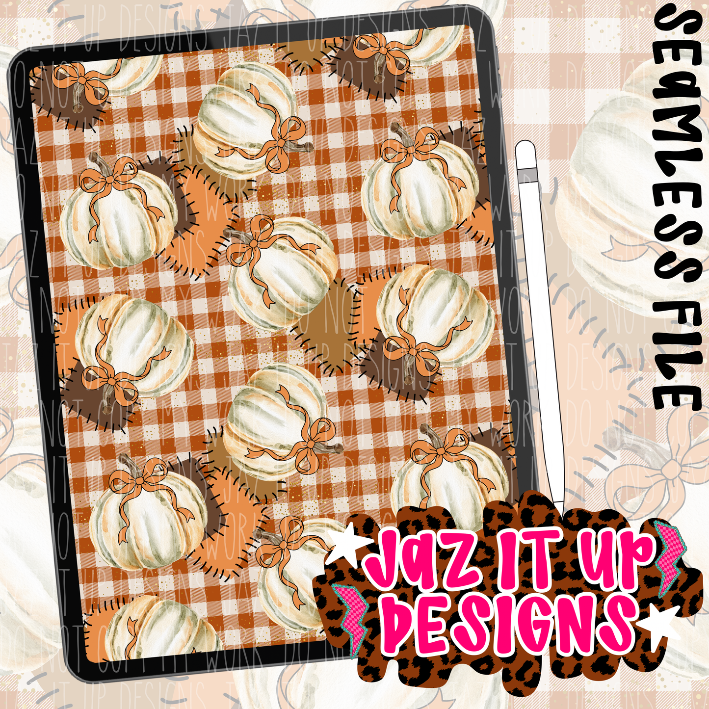 EXCLUSIVE PLAID PATCH PUMPKIN SEAMLESS