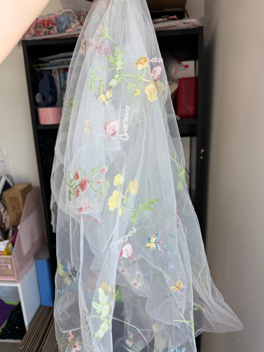 1YD EMBROIDERED FLORAL MESH