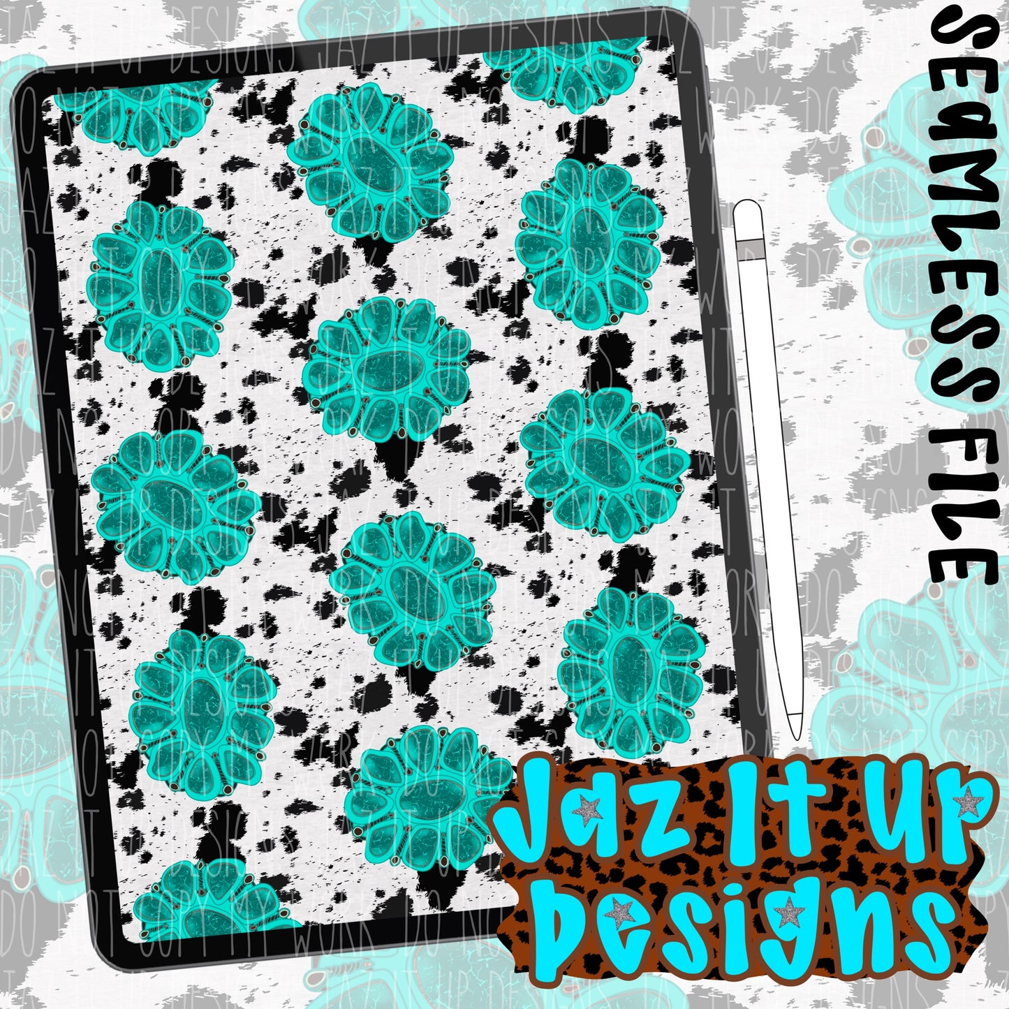 COW PRINT TURQUOISE
