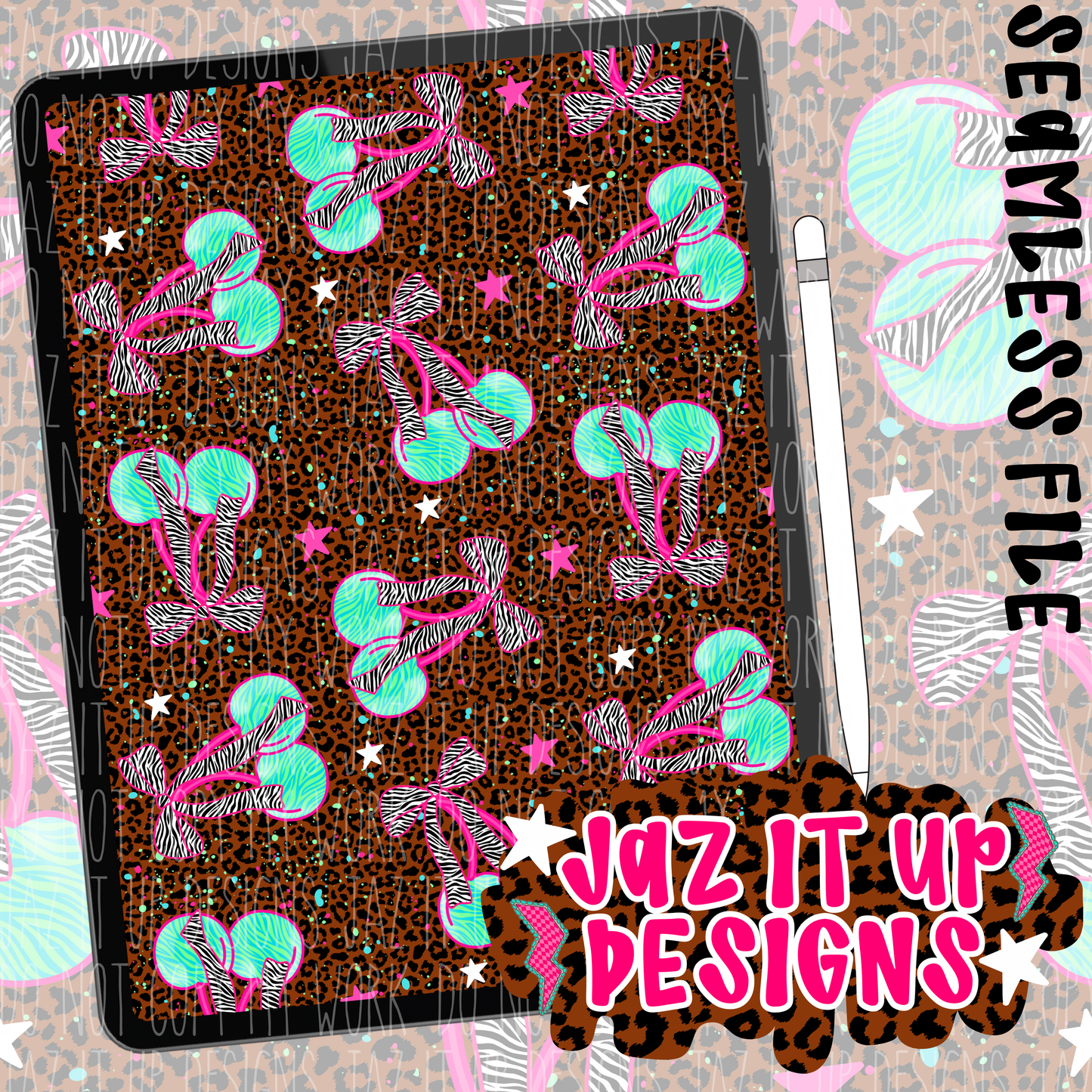 TRENDY ZEBRA CHERRIES SEAMLESS