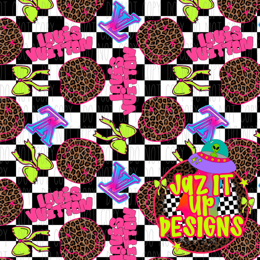 *Digital File* Boujee Check Smiles 300DPI Seamless File