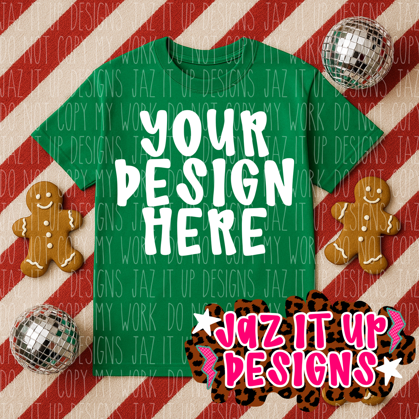 GREEN SHORT SLEEVE T-SHIRT CHRISTMAS MOCKUP