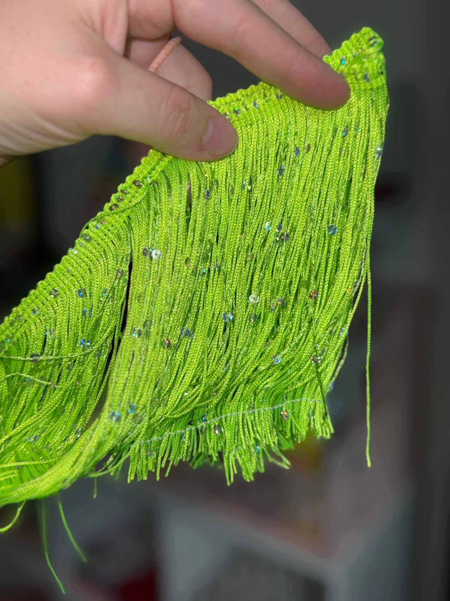 Lime Green Sequin Fringe