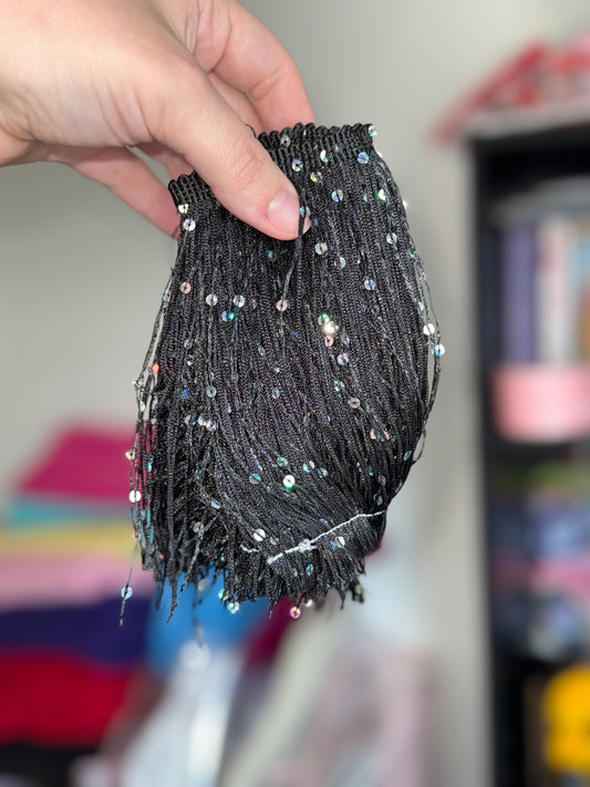 Black Sequin Fringe