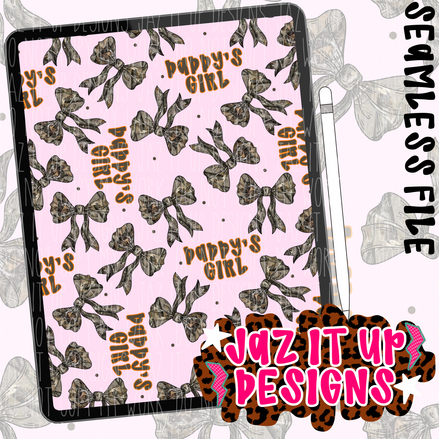DADDY’S GIRL CAMO BOWS - ORANGE