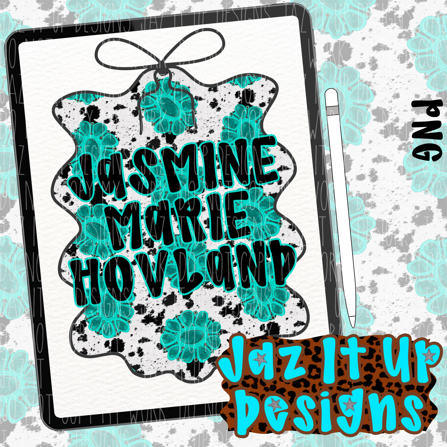 CUSTOM NAME TURQUOISE STONE PNG