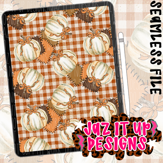EXCLUSIVE PLAID PATCH PUMPKIN SEAMLESS