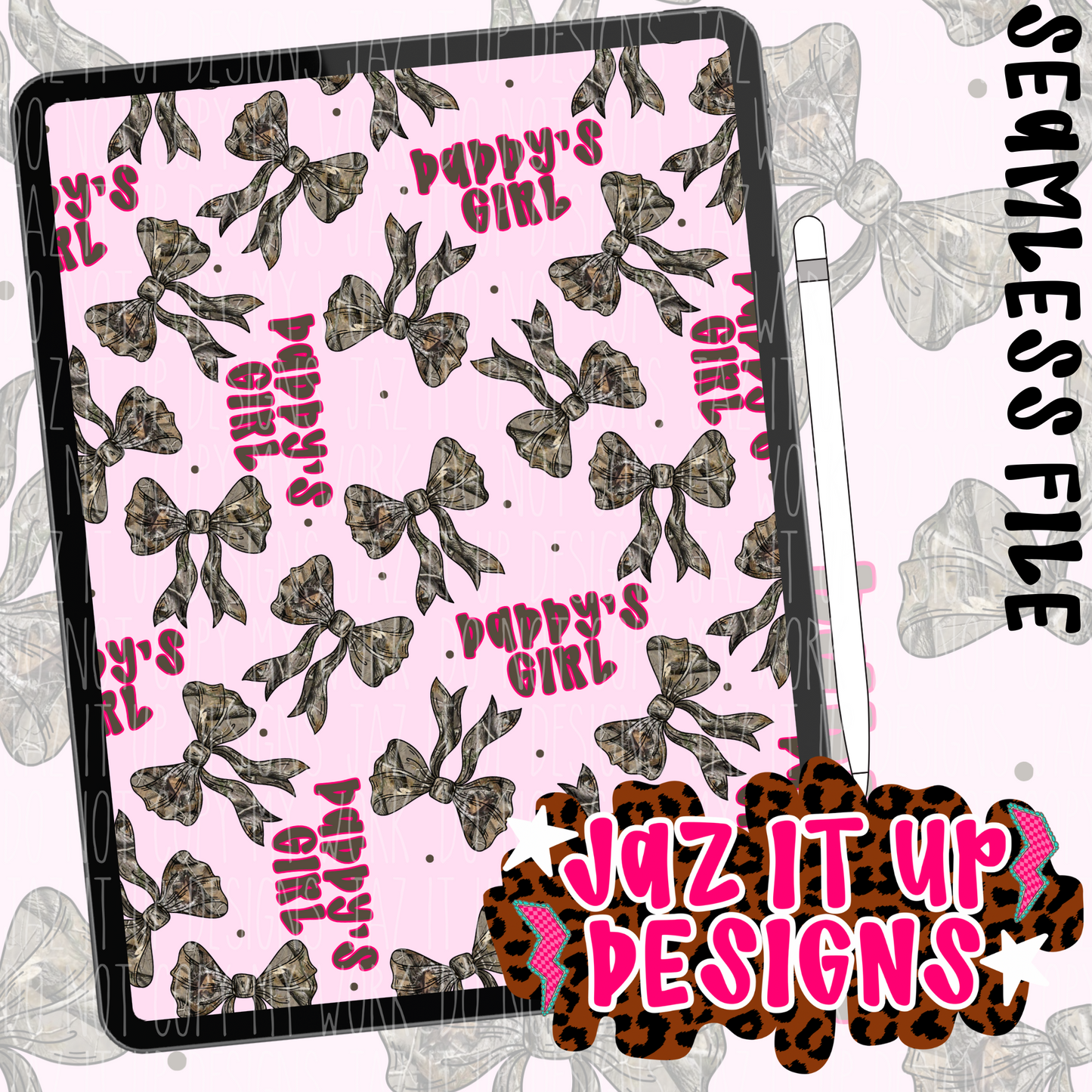 DADDY’S GIRL CAMO BOWS - PINK